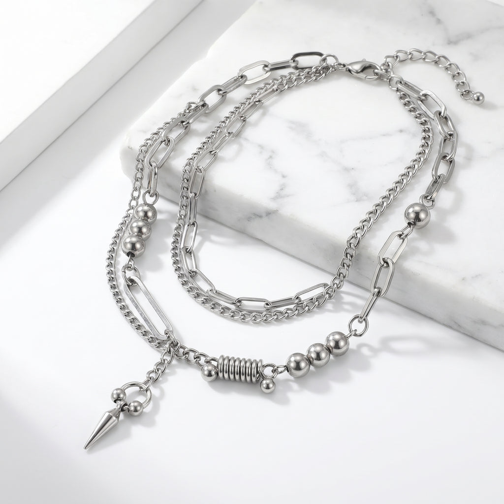 Layered Spike Pendant Necklace