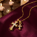 Gold Double Cross Pendant Necklace