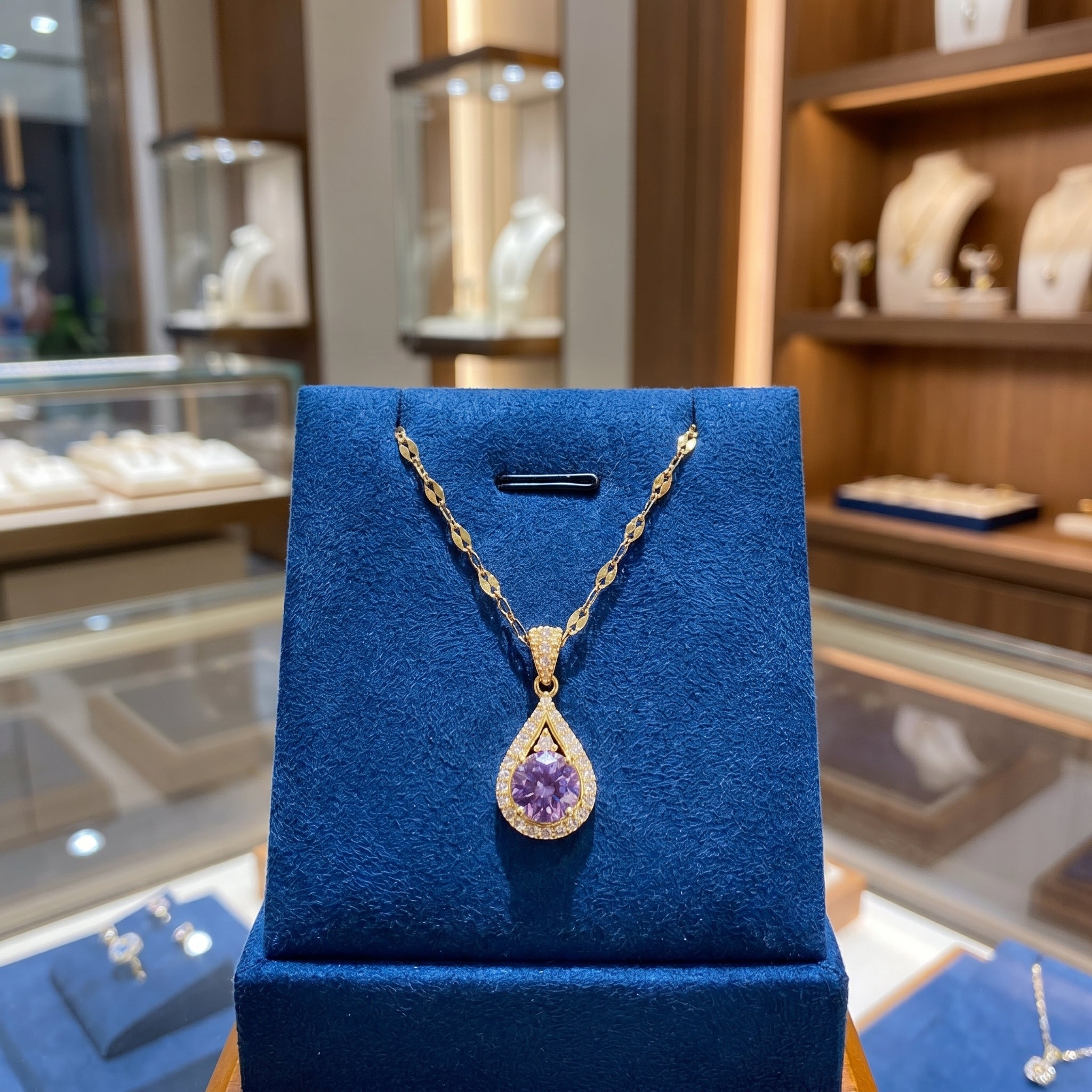 Teardrop Amethyst Gemstone Necklace